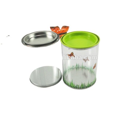 round tin lid pvc canister set plastic canister