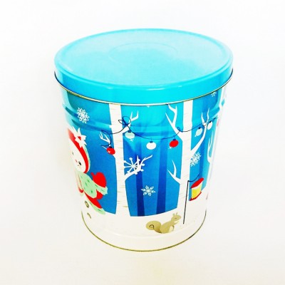 Holiday promotion gift tin Snowman Winter 3.5 gallon popcorn tin