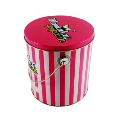 1 Gallon popcorn tin bucket with handle customized printed